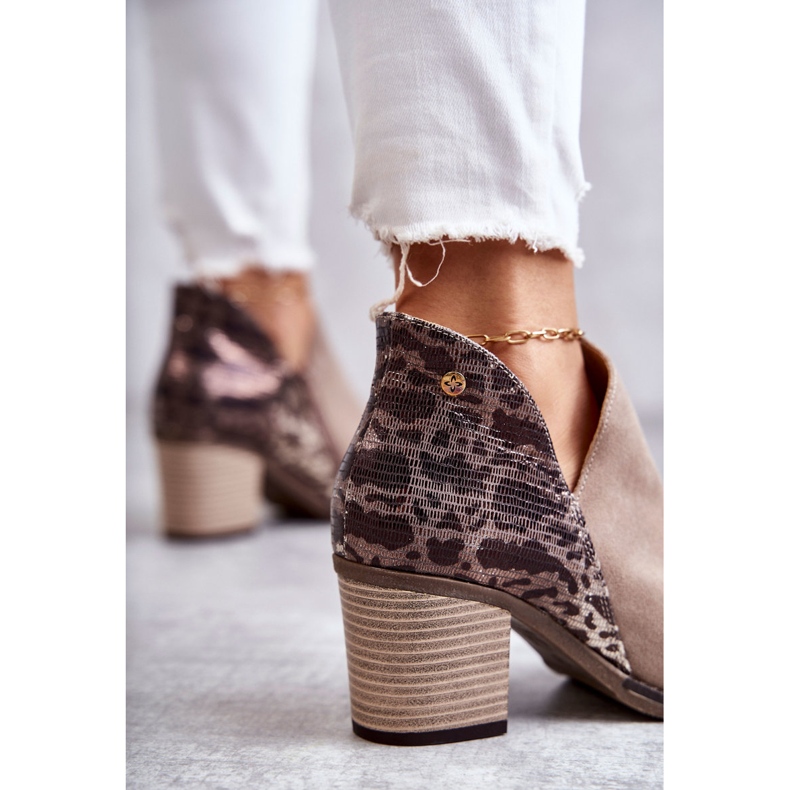 Skinnstövlar för kvinnor på hög klack Maciejka Beige 04492-43 brun 2