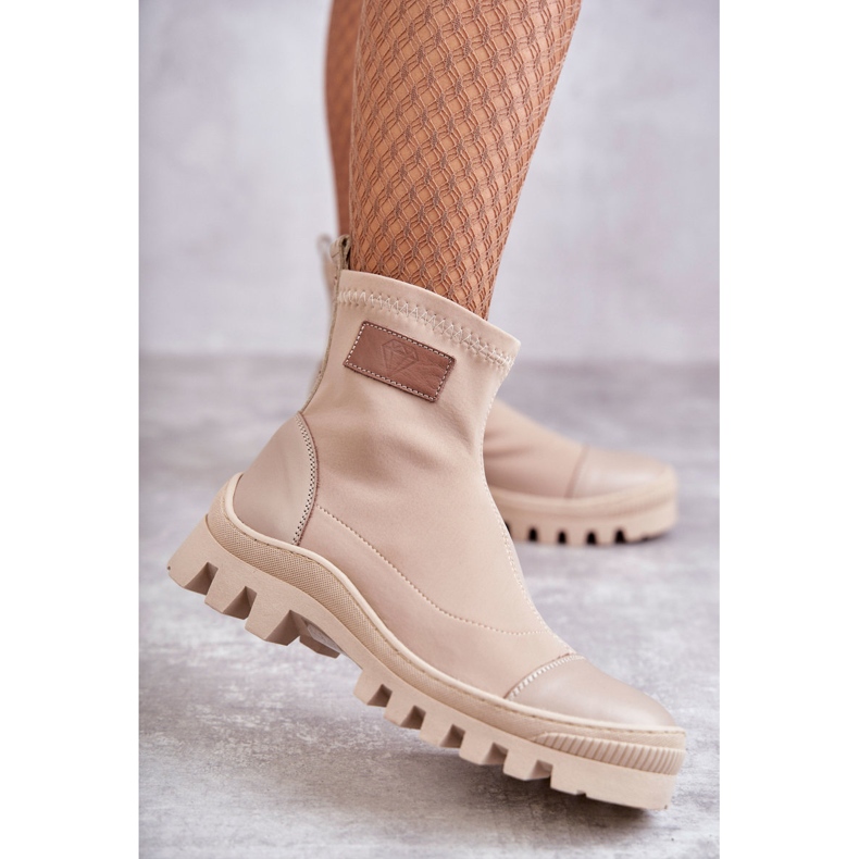 Damstövlar i tyg Nicole 2703 Beige 1