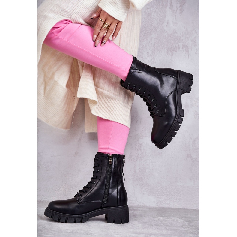 Vinceza Läderstövlar På Svart Tonje Dragkedja 2