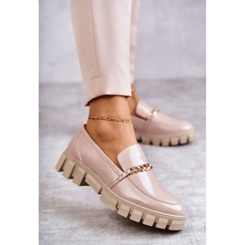 Sergio Leone Lackade skor med kedja Beige Anne 1