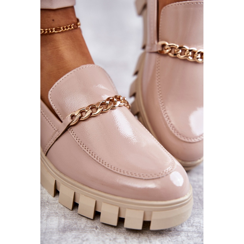 Sergio Leone Lackade skor med kedja Beige Anne 2