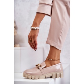 Sergio Leone Lackade Loafers På Plattformen Beige Inger 2