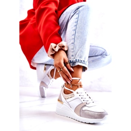 S.Barski Sportskor i läder på en kil vit och grå Rayana 1