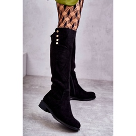 S.Barski Svarta Laura varma mocka stövlar med platt klack 1