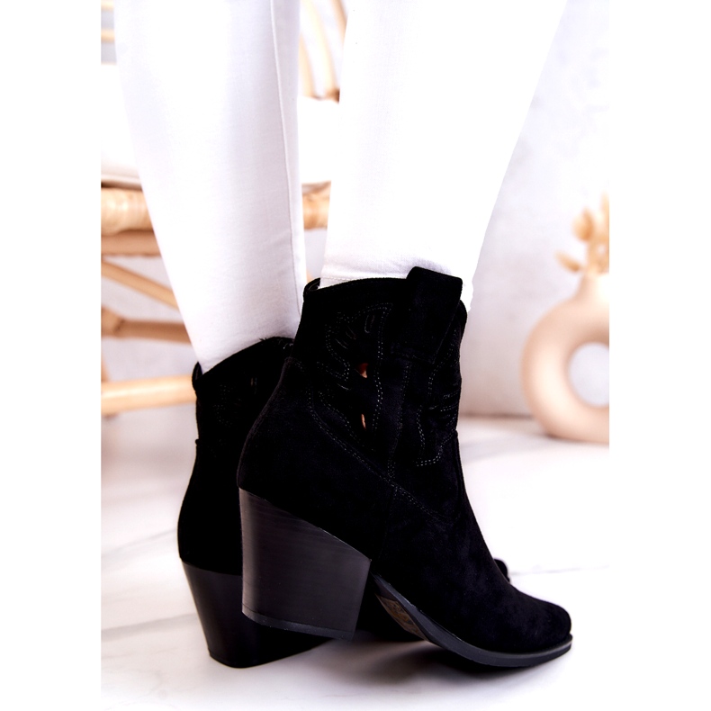 S.Barski Mocka dam svarta cowboystövlar Devon 4