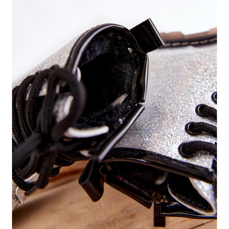 FR1 Barnstövlar Varma Med Dragkedja Lackerad Silver Goopy 2