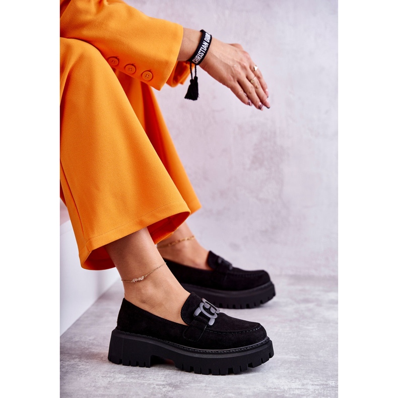 Damskor i mocka med svart dekoration 3