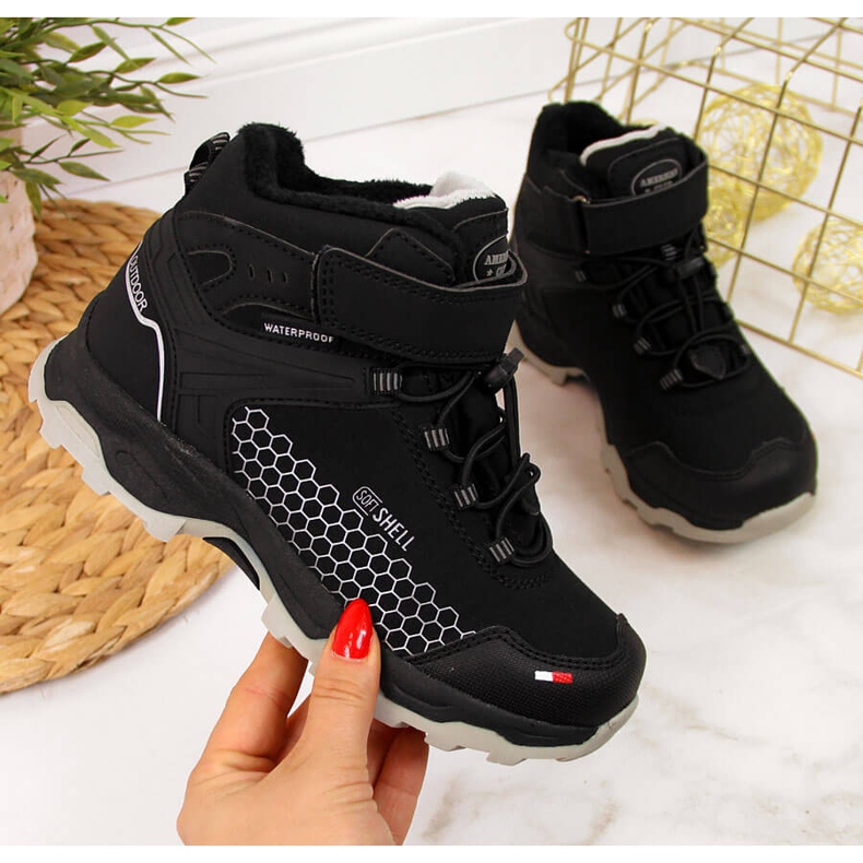 Svarta vattentäta American Club snöstövlar för pojkar 1