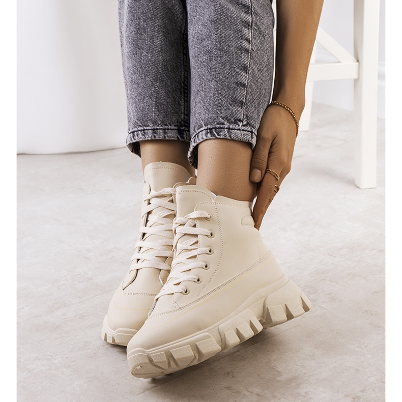 Nurbi beige vandringskängor för kvinnor 1