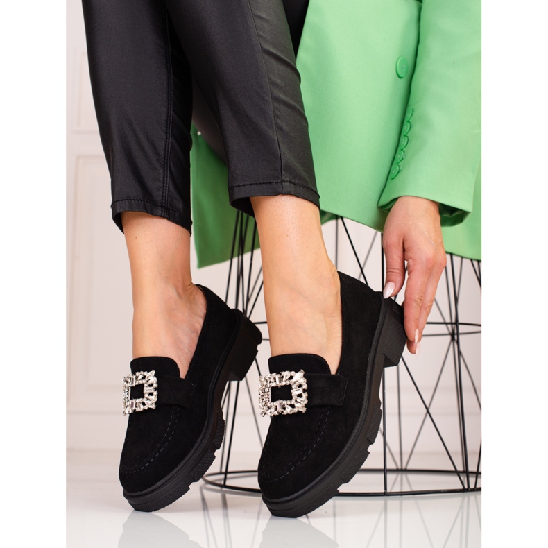 Loafers i mocka på Shelovet-plattformen svart 1