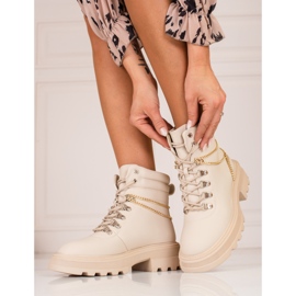 Beige damvandringskängor med Shelovet-kedjor 2