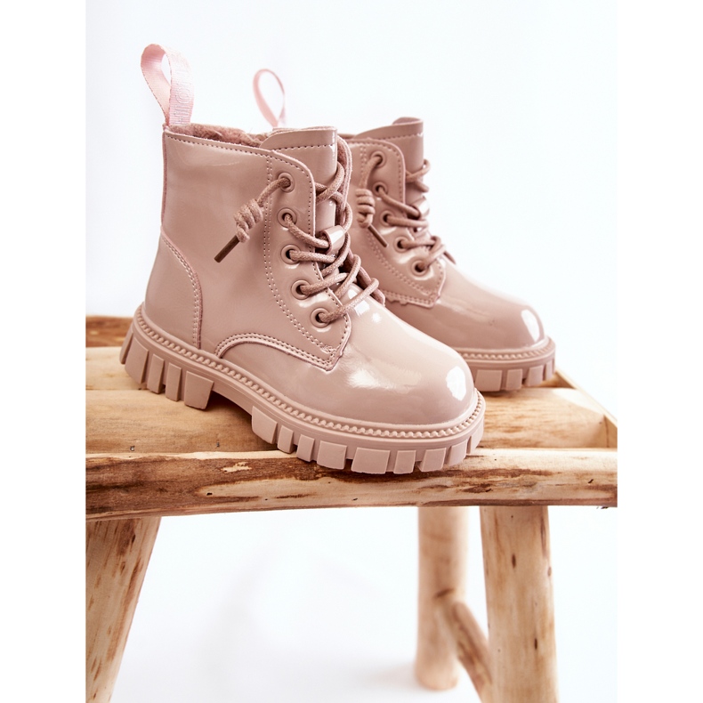Lackade Warm Boots Ljus Beige Heidi 1