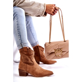 FB1 Mocka genombrutna Cowboystövlar med sömmar Camel Elvire B-829 brun 3