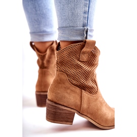 FB1 Mocka genombrutna Cowboystövlar med sömmar Camel Elvire B-829 brun 2