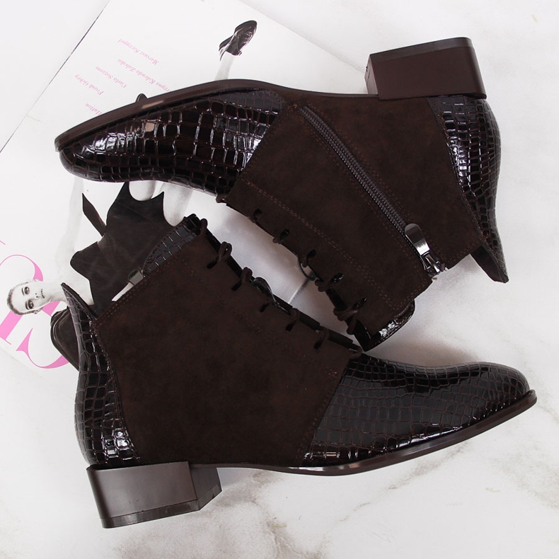 Damstövlar isolerad brun ormskinn Filippo 1