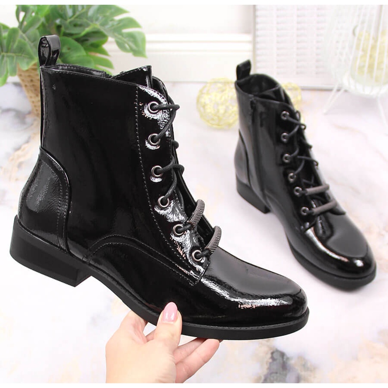 S.Barski Damlackerade, isolerade plattklackade stövlar från S. Bararski svart 1