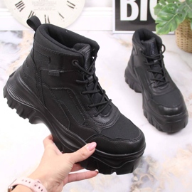 Black Big Star KK274371 platåkängor för kvinnor svart 1