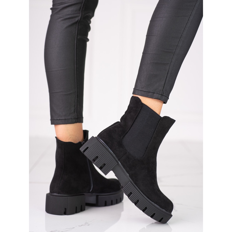 Chelsea-stövlar för kvinnor på Shelovet-plattformen gjorda av ekologisk mocka svart 1