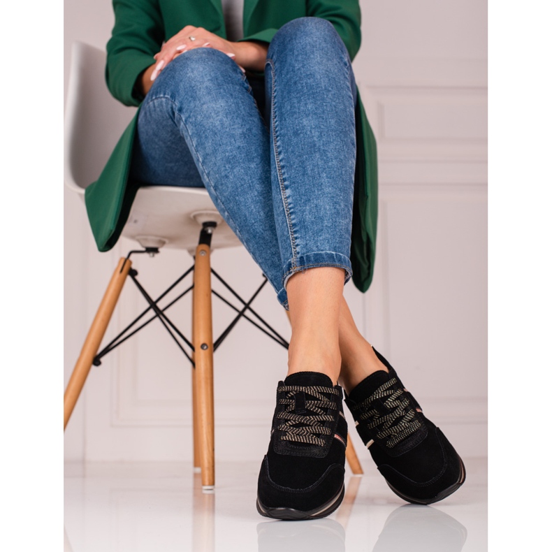 Skinnsneakers för kvinnor på Shelovet-plattformen svart 1