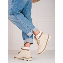 DK vandringskängor i läder för kvinnor beige 1