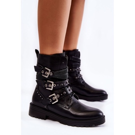 PG1 Kvinnors varma stövlar med remsor Vanligt svart Lambert 2