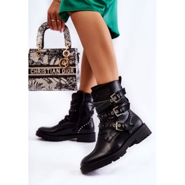 PG1 Kvinnors varma stövlar med remsor Vanligt svart Lambert 1