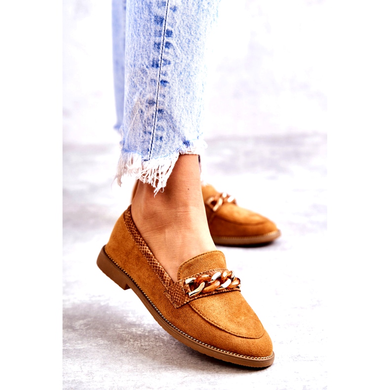 FB2 Dammocka Loafers med en kedja Camel Nolie brun 1