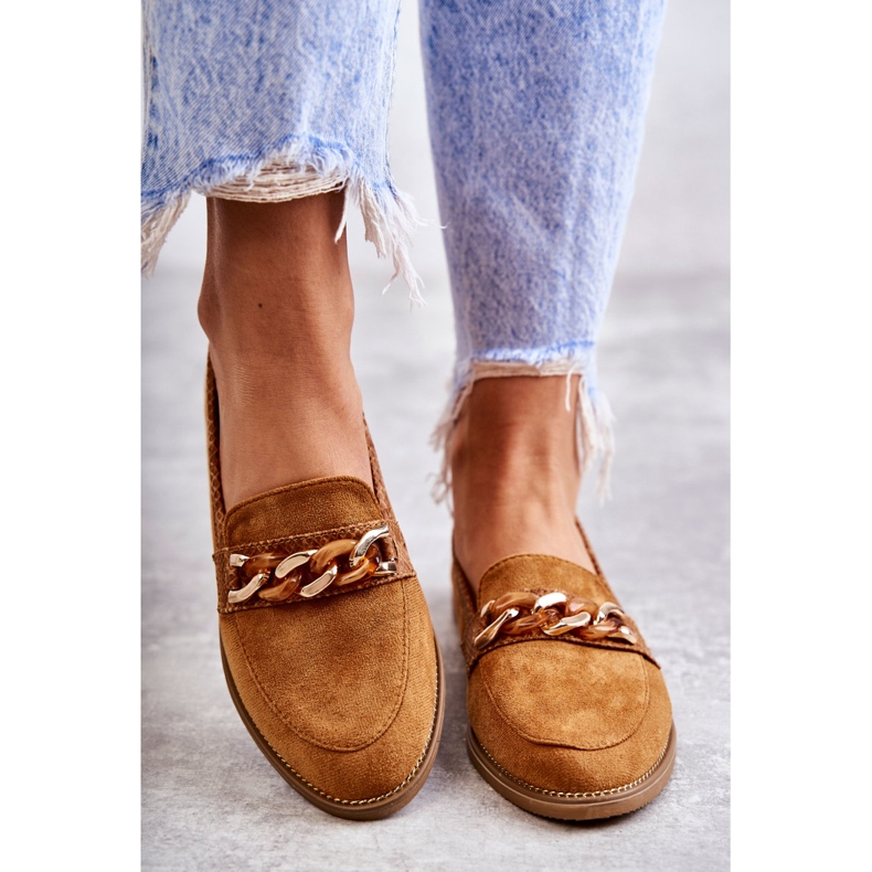 FB2 Dammocka Loafers med en kedja Camel Nolie brun 3