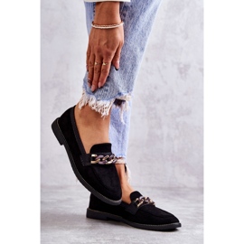 FB2 Loafers i mocka för kvinnor med kedja, svarta naglar 3