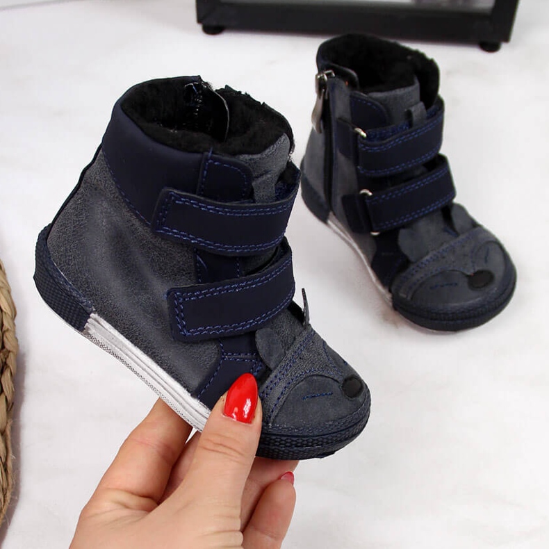 Pojkskor med kardborre marinblå Kornecki 6583 1