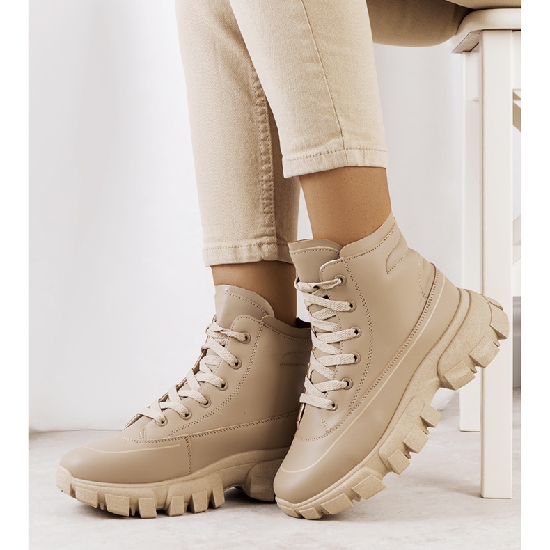 BM Nurbi bruna vandringskängor för kvinnor beige 1