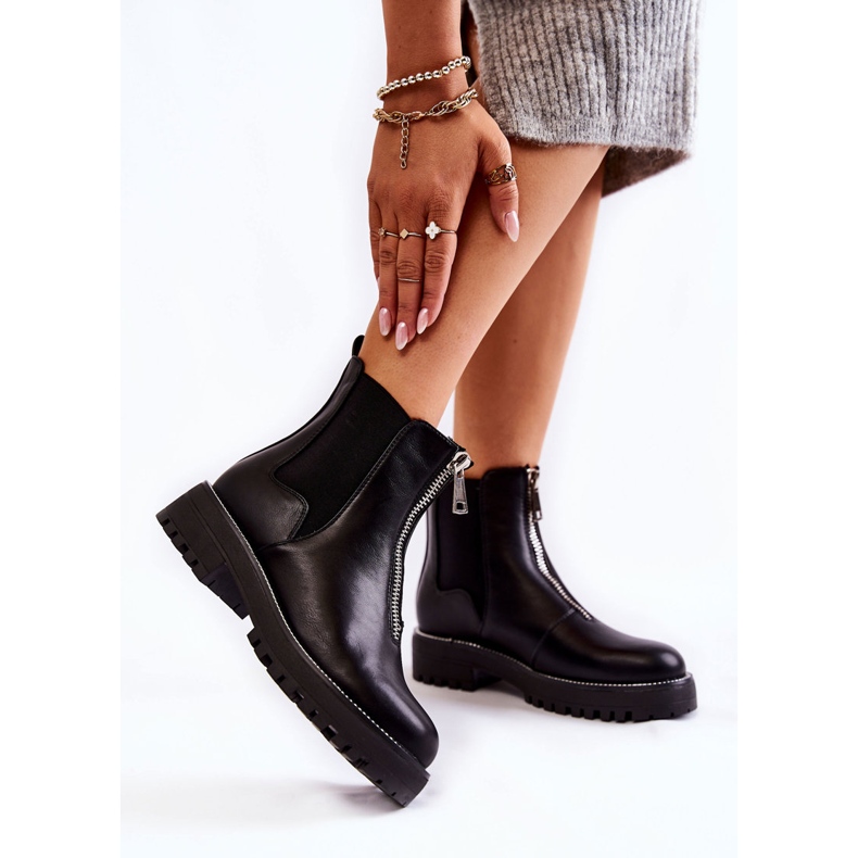 PG1 Fashionabla varma stövlar Svarta Madeleine Jodhpur stövlar 1