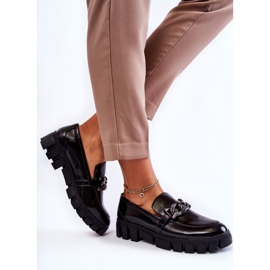 Sergio Leone Lackade Loafers På Den Svarta Inger Plattformen 2