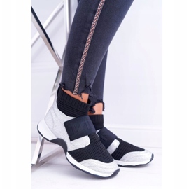 Damsportskor Lu Boo med strumpa Silver Glitter Phantom HT9022 svart silver- 2