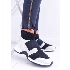 Damsportskor Lu Boo med strumpa Silver Glitter Phantom HT9022 svart silver- 1