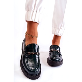 Lemar Kvinnors läderskor lackade med en silverdekoration grön 1