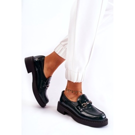 Lemar Kvinnors läderskor lackade med en silverdekoration grön 2