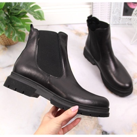 Svarta Dolce Pietro slip-on ankelstövlar i läder 1