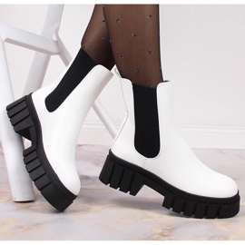 Vita damstövlar med isolerad plattform Sergio Leone 1