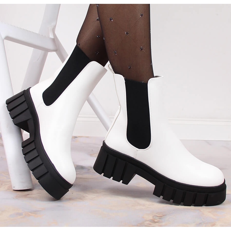 Vita damstövlar med isolerad plattform Sergio Leone 1