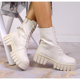 Snörstövlar för kvinnor med dragkedja, isolerad beige Sergio Leone 1