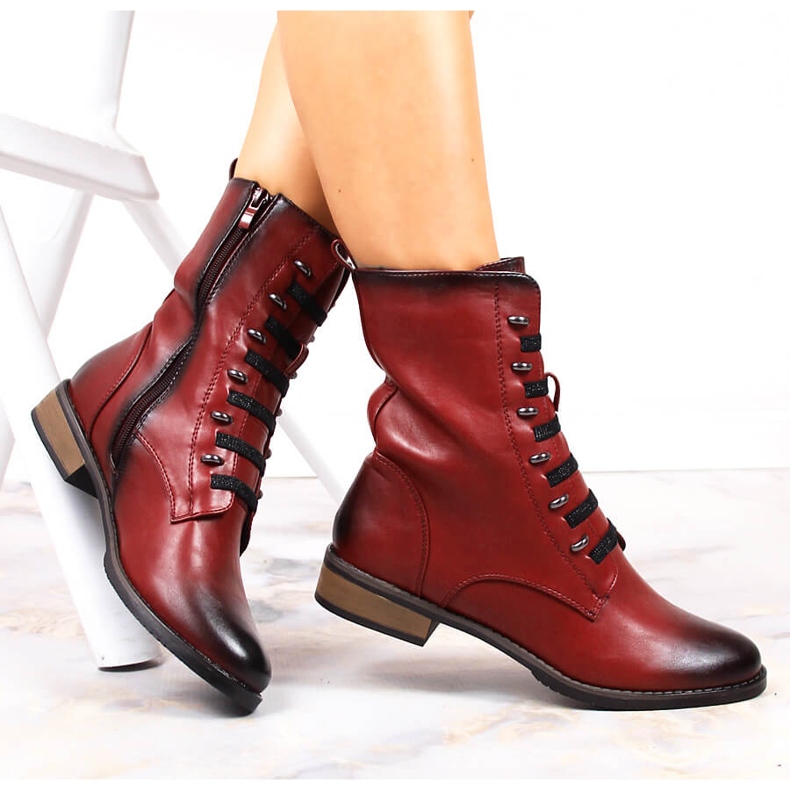 Röda stövlar med dragkedja för kvinnor Jezzi 1