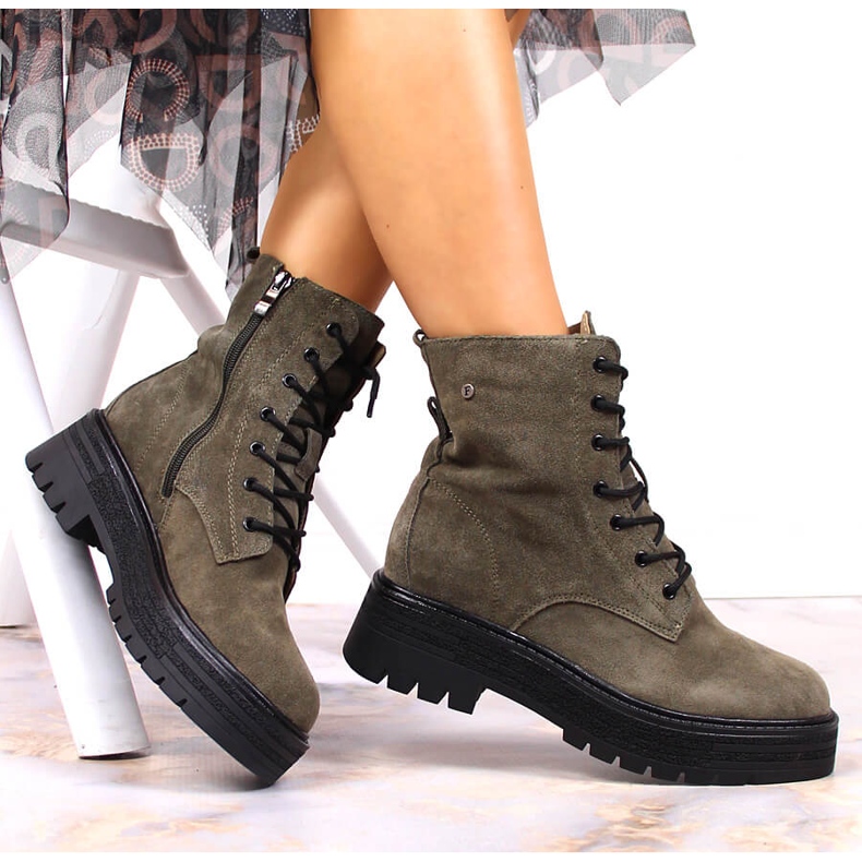 Isolerade khaki Filippo stövlar i lädermocka för kvinnor grön 1