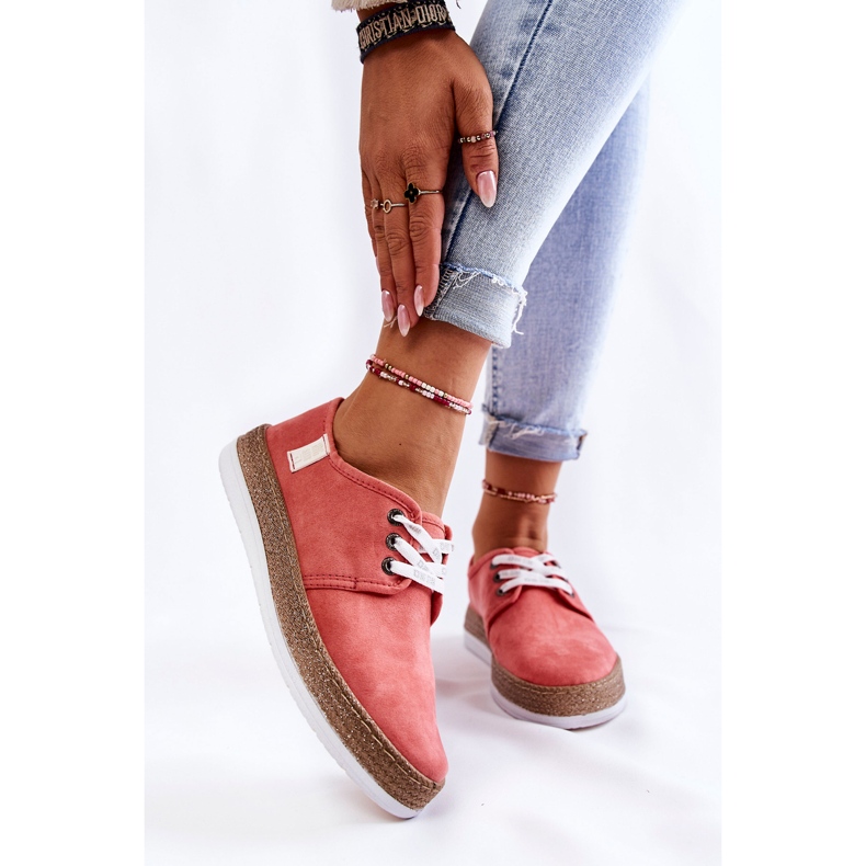 Låga sneakers för damer Memory Foam System Big Star KK276006 Coral röd 1