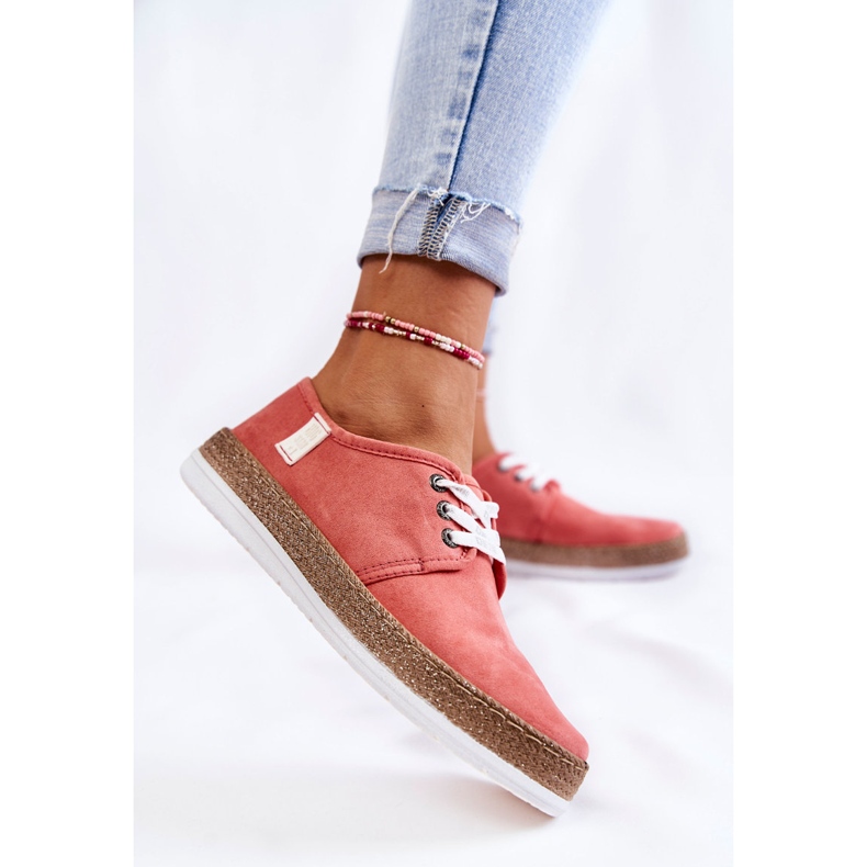 Låga sneakers för damer Memory Foam System Big Star KK276006 Coral röd 2