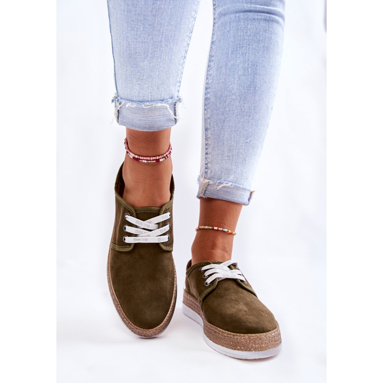 Låga sneakers för damer Memory Foam System Big Star KK276007 Khaki grön 2