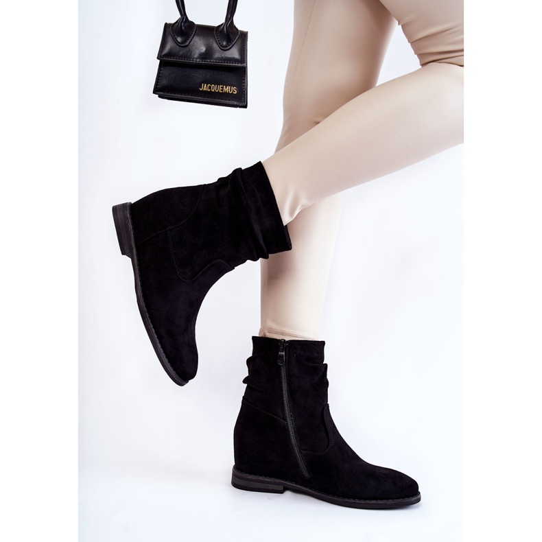 S.Barski Fashionabla mockastövlar på en dold kil Svart Finney 2