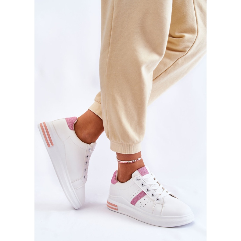FK2 Sportskor för kvinnor bundna vita och rosa Otylia 2