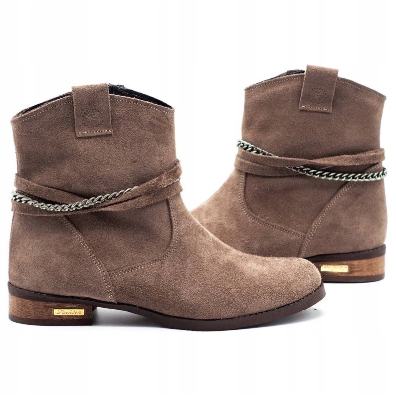 Olivier Kvinnors isolerade stövlar med kedja Luna beige brun 2