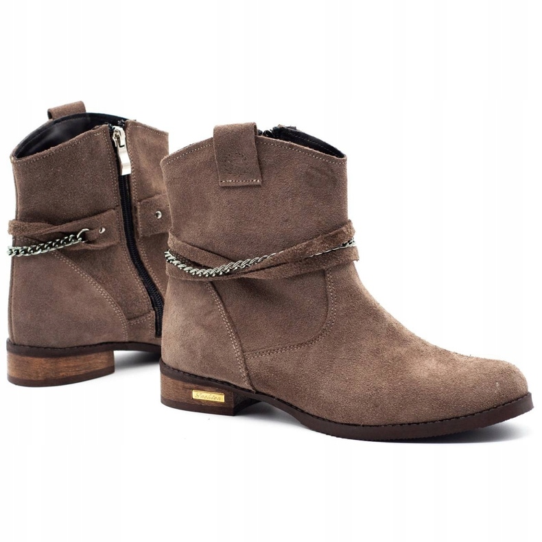 Olivier Kvinnors isolerade stövlar med kedja Luna beige brun 1